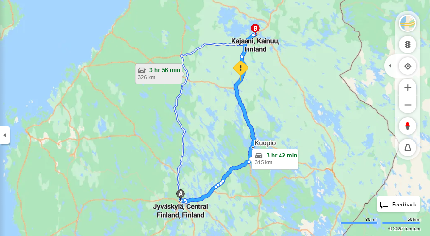Jyvaskylasta Kajaaniin - Valimatka, Ajo, Kuljetus ja Matkustamisvaihtoehdot