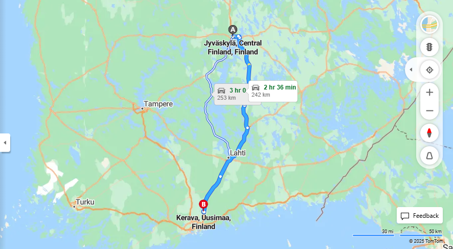 Jyvaskylasta Keravalle - Etaisyys, Ajo, Kuljetus ja Matkustusvaihtoehdot