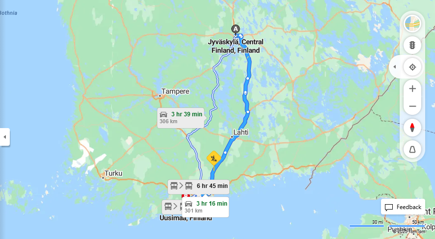Jyvaskylasta Kirkkonummelle - Valimatka, Ajo, Liikenne ja Matkustusvaihtoehdot
