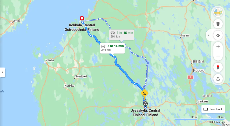 Jyvaskylasta Kokkolaan - Etaisyys, Ajo, Kuljetus ja Matkustusvaihtoehdot
