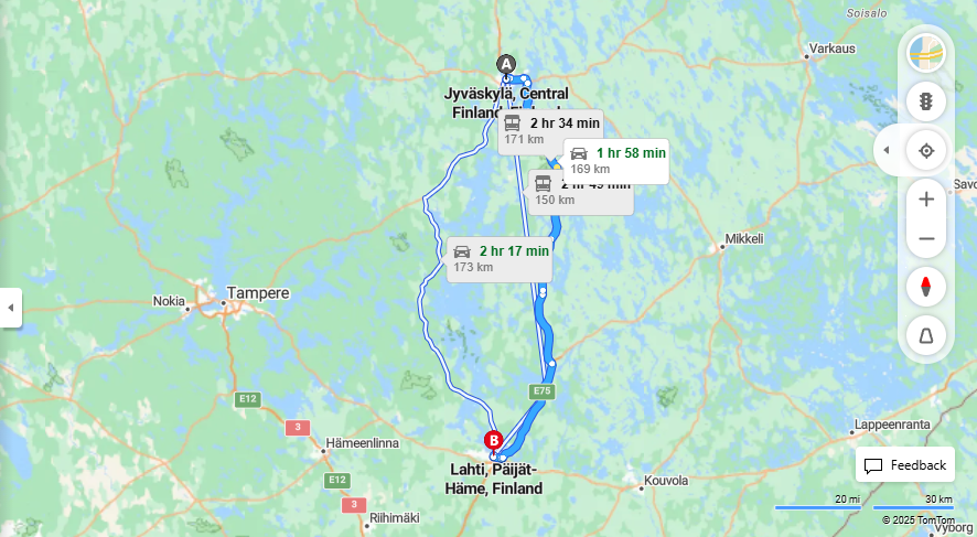 Jyvaskylasta Lahteen - Etaisyys, Ajo, Kuljetus ja Matkustusvaihtoehdot