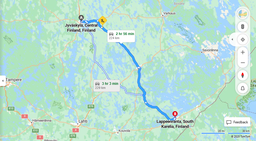 Jyvaskylasta Lappeenrantaan - Etaisyys, Ajo, Liikenne ja Matkustusvaihtoehdot