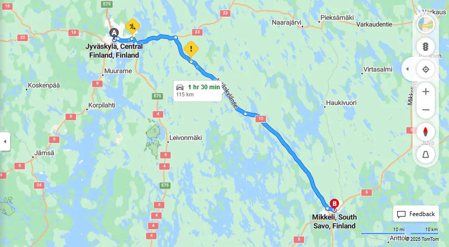 Jyvaskylasta Mikkeliin - Etaisyys, Ajomatka, Kuljetus ja Matkustusvaihtoehdot