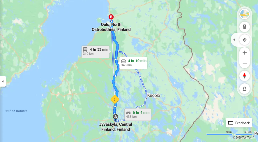 Jyvaskylasta Ouluun - Etaisyys, Ajo, Kuljetus ja Matkustusvaihtoehdot