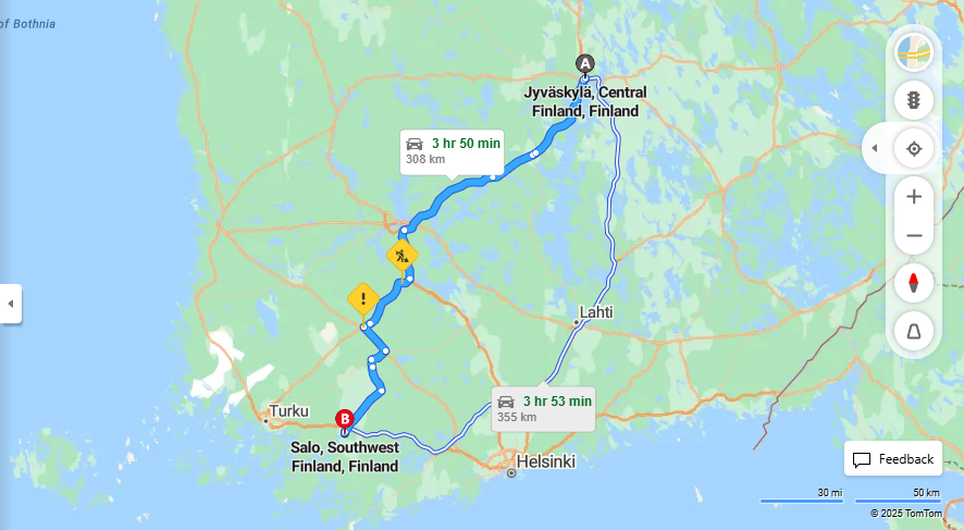 Jyvaskylasta Saloon - Matka, Ajo, Kuljetus ja Matkustusvaihtoehdot