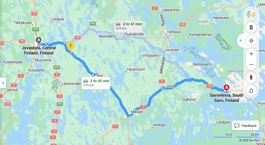 Jyvaskylasta Savonlinnaan - Etaisyys, Ajo, Liikenne ja Matkustamisvaihtoehdot