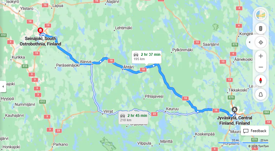 Jyvaskylasta Seinajoelle - Etaisyys, Ajo, Kuljetus ja Matkustusvaihtoehdot