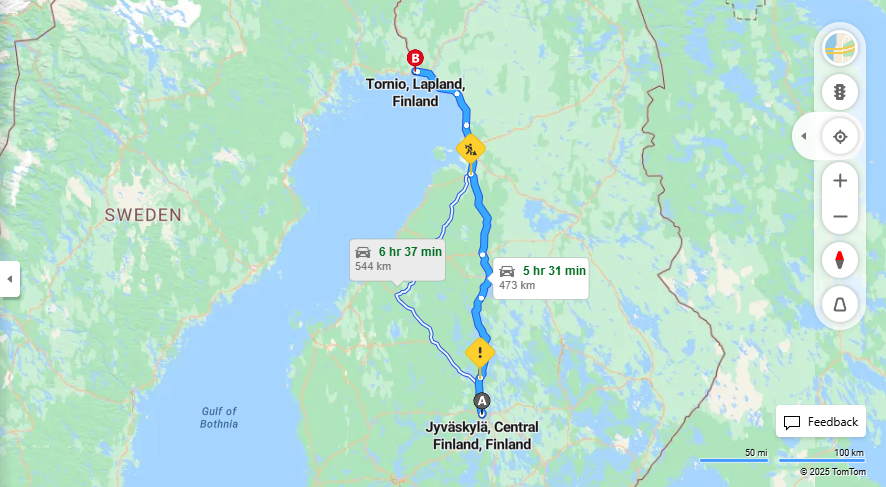 Jyvaskylasta Tornioon - Etaisyys, Ajaminen, Kuljetus ja Matkavaihtoehdot