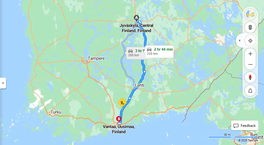 Jyvaskylasta Vantaalle - Etaisyys, Ajo, Liikkuminen ja Matkustusvaihtoehdot