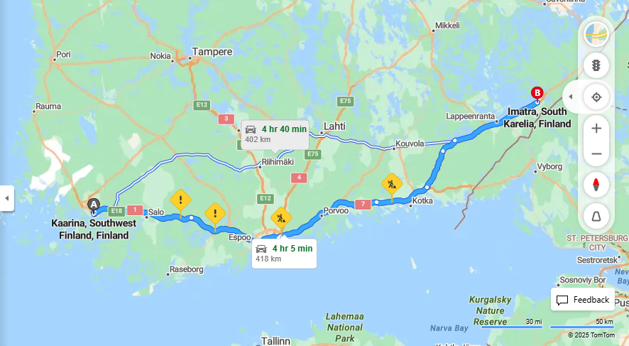 Kaarinasta Imatralle - Etaisyys, Ajomatka, Kuljetus ja Matkustusvaihtoehdot
