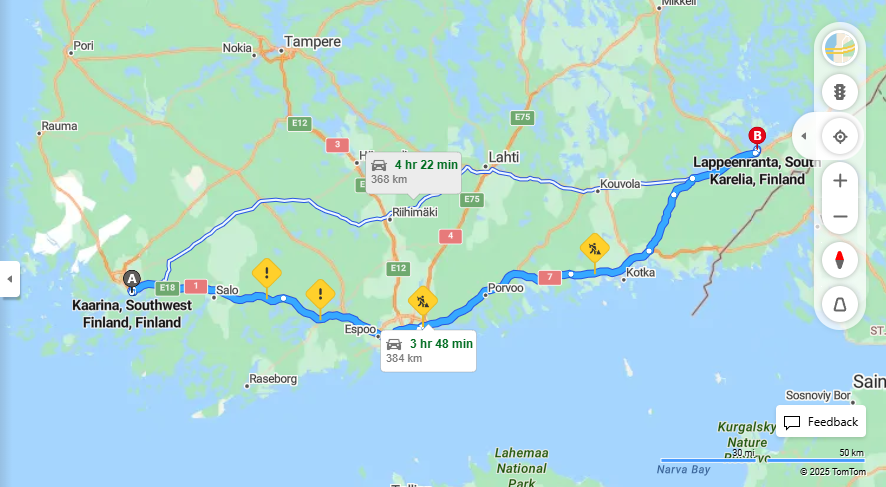 Kaarinasta Lappeenrantaan - Etaisyys, Ajo, Kuljetus ja Matkustusvaihtoehdot