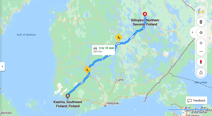 Kaarinasta Siilinjarvelle - Etaisyys, Ajo, Liikenne ja Matkustusvaihtoehdot