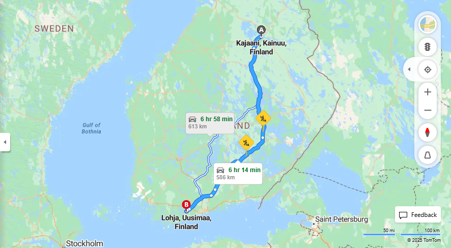 Kajaani Lohjaan - Etaisyys, Ajomatka, Kuljetus ja Matkustusvaihtoehdot