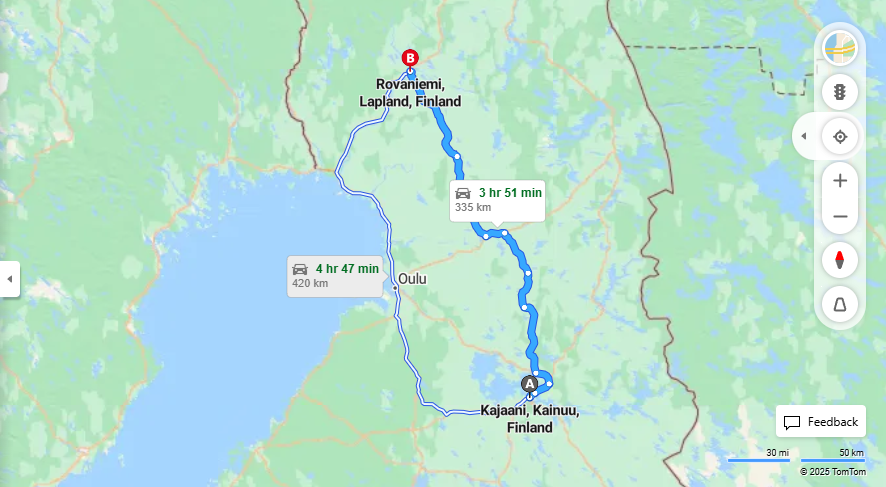 Kajaani-Rovaniemi: Etaisyys, Ajo, Kuljetus ja Matkustusvaihtoehdot