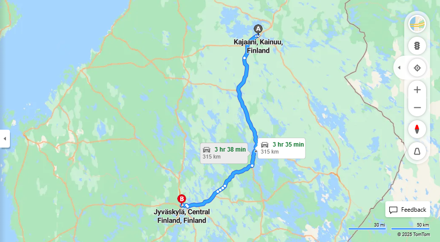 Kajaanista Jyvaskylaan - Etaisyys, Ajomatka, Kuljetus ja Matkustusvaihtoehdot