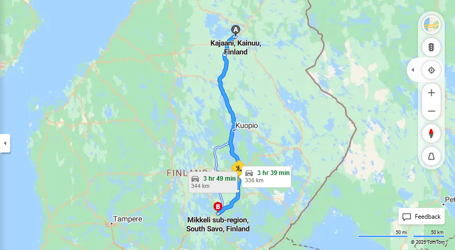 Kajaanista Mikkeliin - Etaisyys, Ajo, Liikkumis- ja Matkustusmahdollisuudet