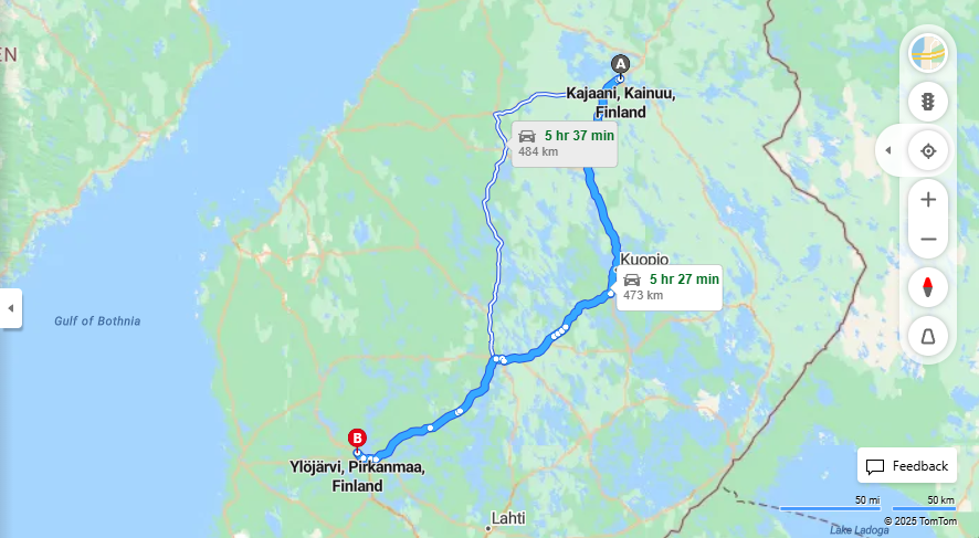 Kajaanista Ylojarvelle - Etaisyys, Ajo, Liikenne ja Matkustamisvaihtoehdot
