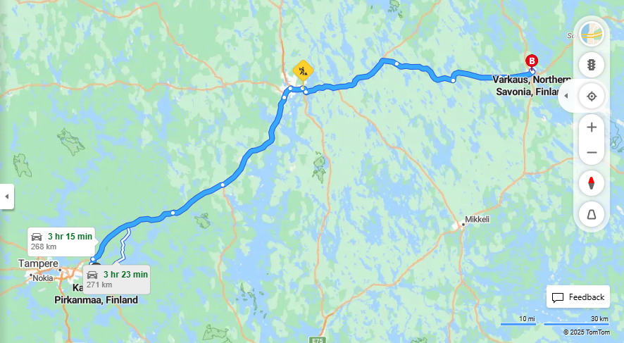 Kangasalta Varkautteen - Etaisyys, ajo, kuljetus ja matkustusvaihtoehdot