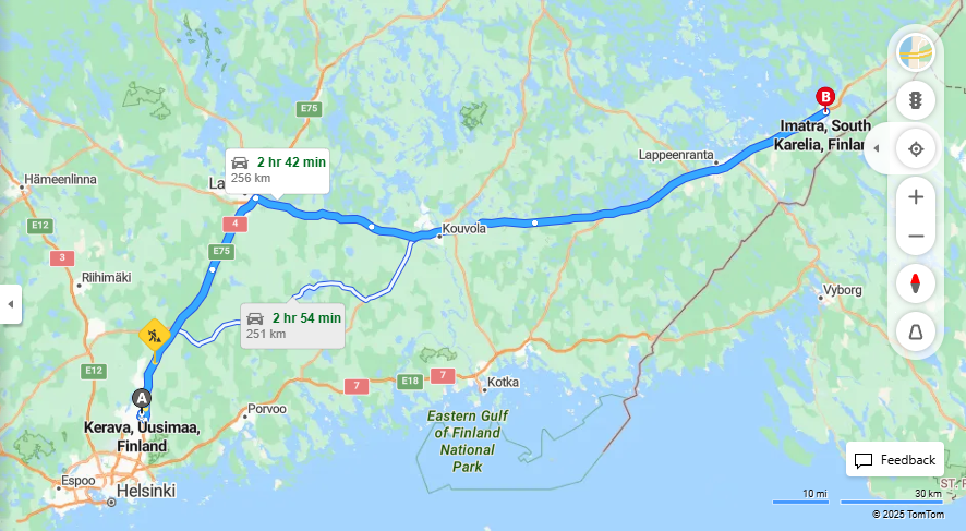 Keravalta Imatralle - Etaisyys, Ajaminen, Liikkuminen ja Matkustusvaihtoehdot