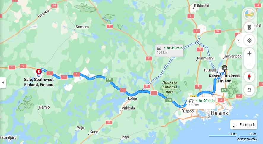 Keravalta Saloon - Etaisyys, Ajomatka, Kuljetus ja Matkustamisvaihtoehdot