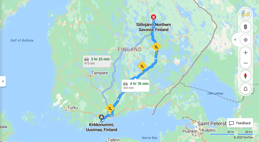 Kirkkonummista Siilinjarvelle - Etaisyys, Ajomatka, Liikkumis- ja Matkustusmahdollisuudet