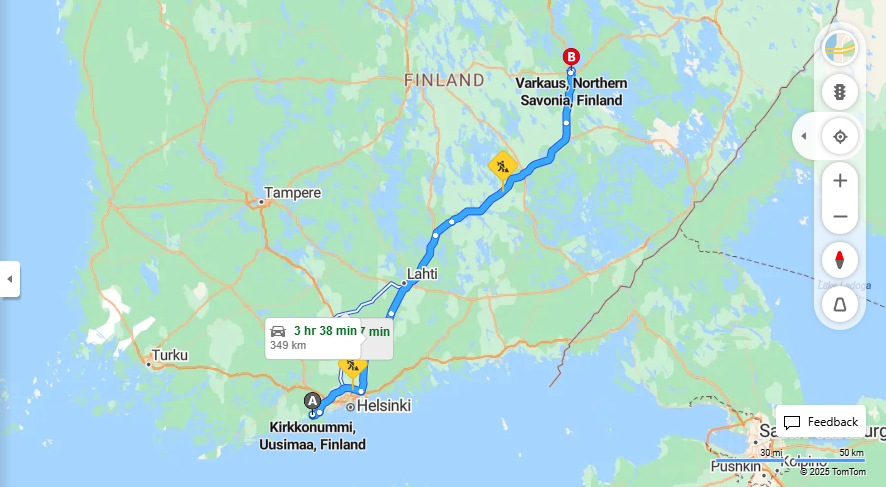 Kirkkonummista Varkauteen - Etaisyys, Ajomatka, Kuljetusmuodot ja Matkustusvaihtoehdot