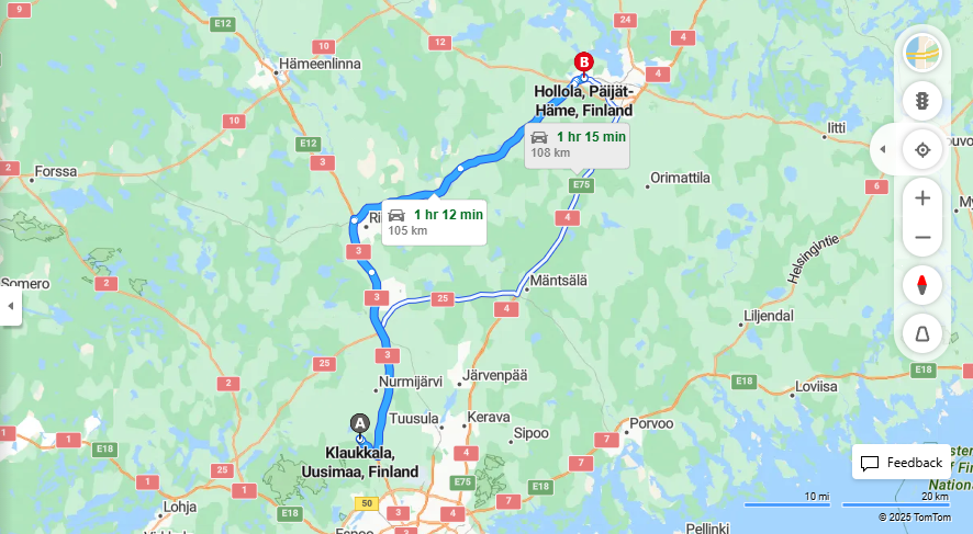 Klaukkalasta Hollolaan - Valimatka, ajo, liikennemuodot ja matkustusvaihtoehdot