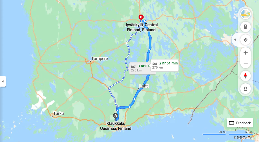 Klaukkalasta Jyvaskylaan - Etaisyys, Ajomatka, Liikenne ja Matkustusvaihtoehdot