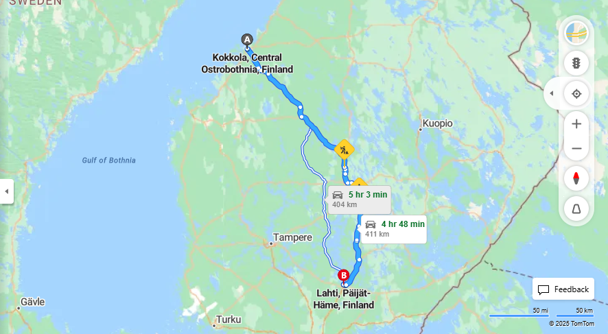 Kokkola-Lahti: Matka, Ajo, Liikennemuodot ja Matkustusvaihtoehdot