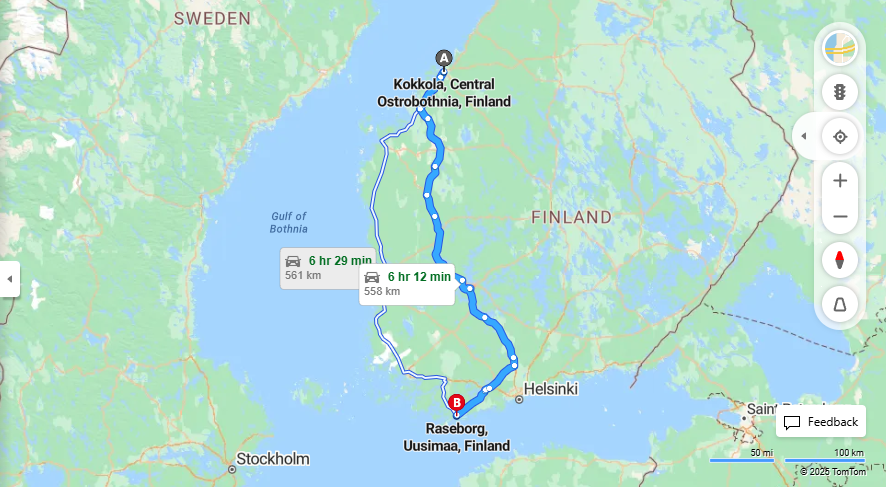 Kokkola-Raseborg: Etaisyys, Ajo, Liikenne ja Matkustamisvaihtoehdot