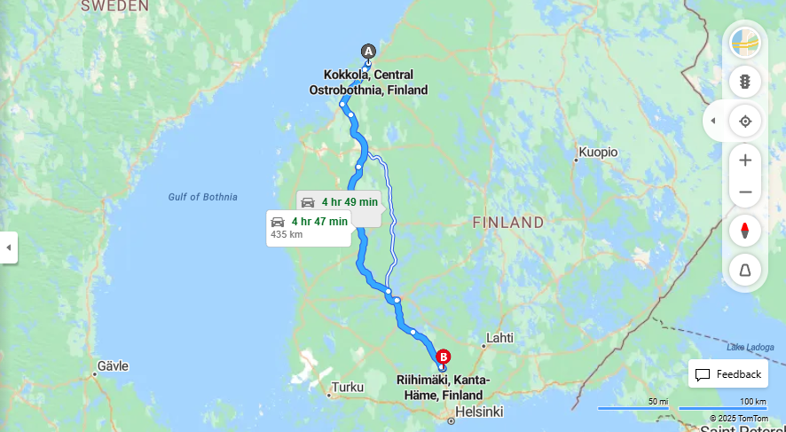 Kokkola - Riihimaki: Matka, Ajo, Kuljetus ja Matkavaihtoehdot