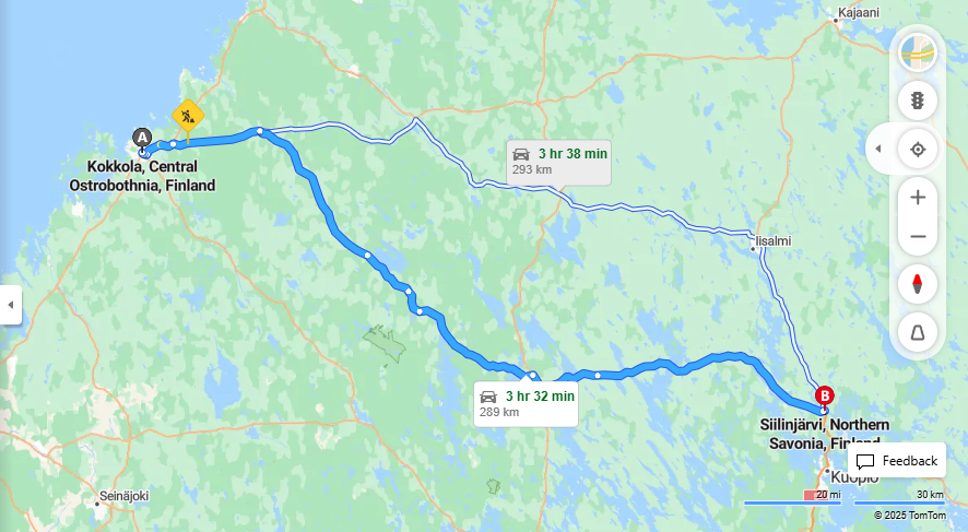 Kokkola-Siilinjarvi: Etaisyys, Ajomatka, Liikkumis- ja Matkavaihtoehdot