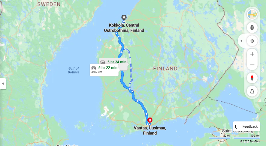 Kokkola Vantaalle - Etaisyys, Ajo, Liikenne ja Matkustusvaihtoehdot