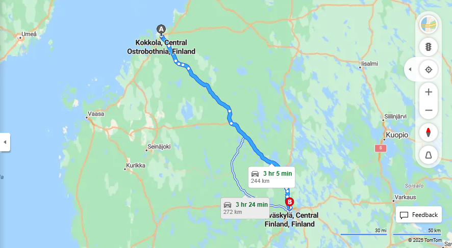 Kokkolasta Jyvaskylaan - Matka, Ajo, Kuljetus ja Matkustusmahdollisuudet