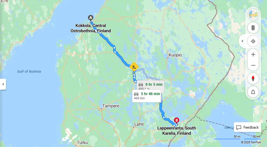 Kokkolasta Lappeenrantaan - Etaisyys, Ajo, Liikenne ja Matkustusvaihtoehdot