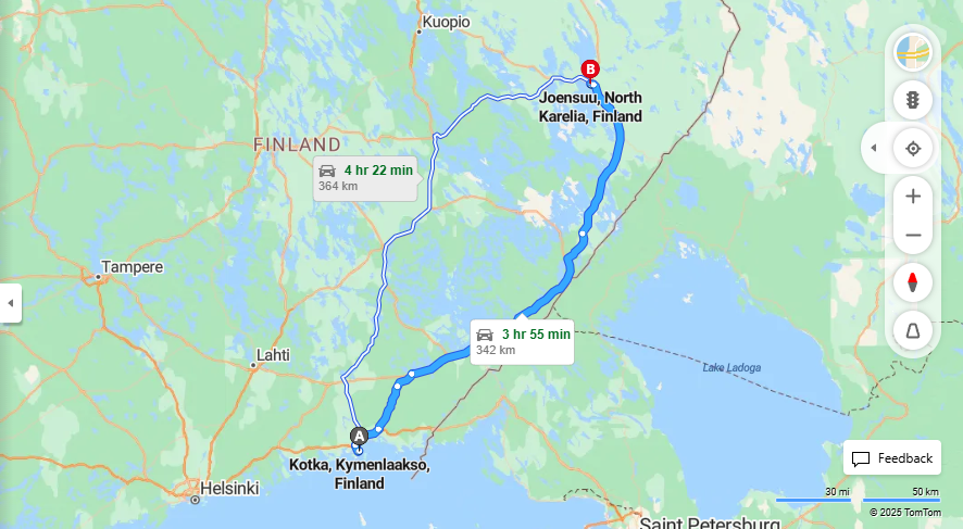 Kotkasta Joensuuhun - Etaisyys, Ajo, Kuljetus ja Matkavaihtoehdot