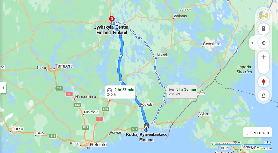 Kotkasta Jyvaskylaan - Etaisyys, Ajo, Kuljetus ja Matkavaihtoehdot