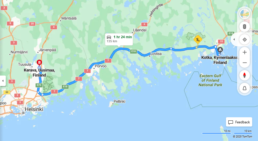 Kotkasta Keravalle - Etaisyys, Ajo, Liikenne ja Matkustusvaihtoehdot