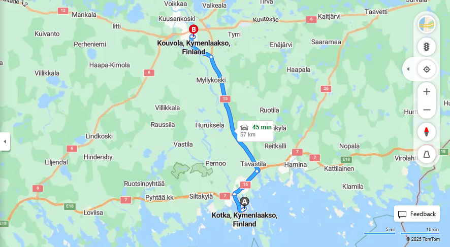 Kotkasta Kouvolaan - Etaisyys, Ajo, Liikenne ja Matkustamisvaihtoehdot