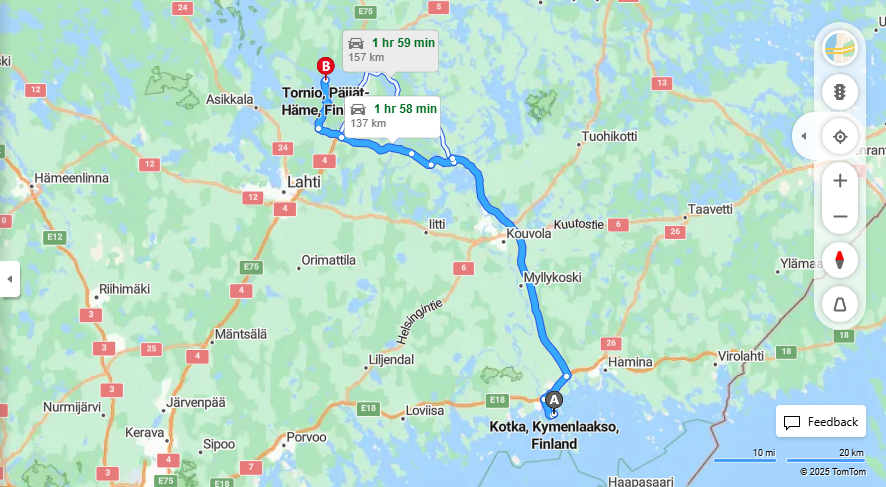 Kotkasta Tornioon - Matka, Ajaminen, Liikenne ja Matkustusvaihtoehdot