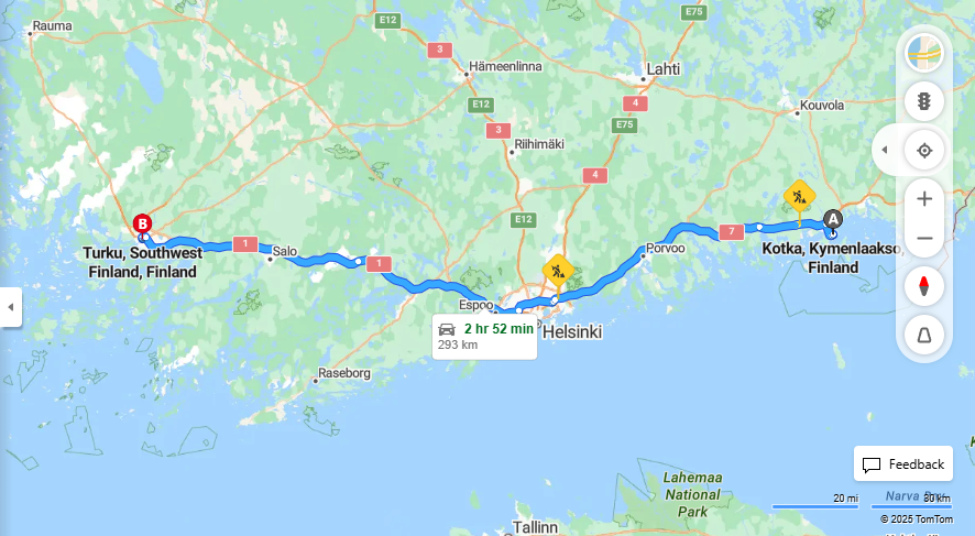Kotkasta Turkuun - Etaisyys, Ajo, Kuljetus ja Matkustusvaihtoehdot