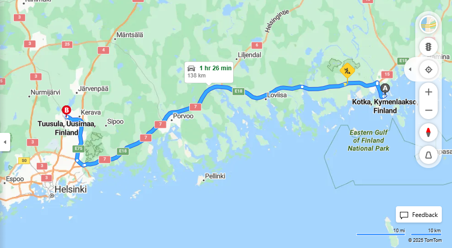 Kotkasta Tuusulaan - Etaisyys, Ajomatka, Kuljetus ja Matkustusvaihtoehdot