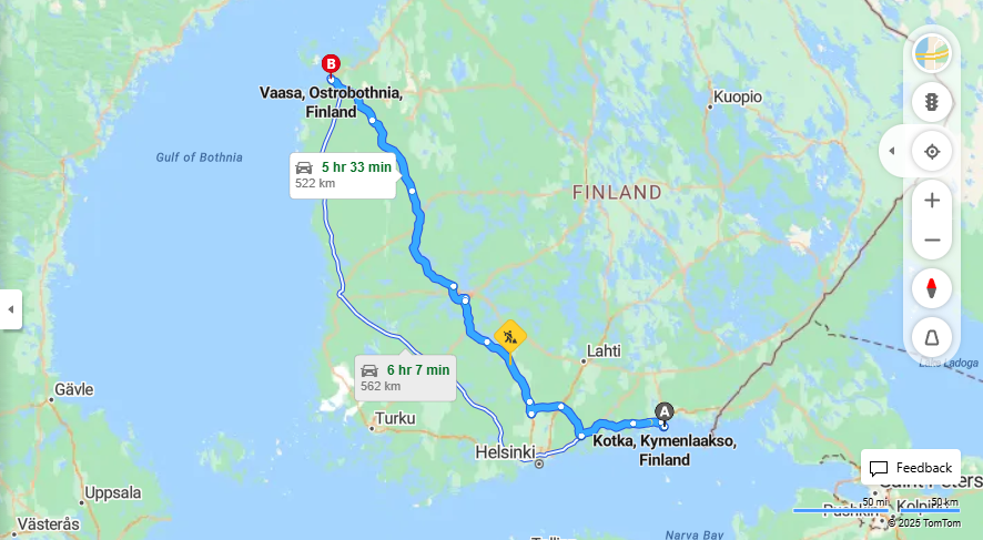 Kotkasta Vaasaan - Etaisyys, Ajo, Kuljetus ja Matkustamisvaihtoehdot