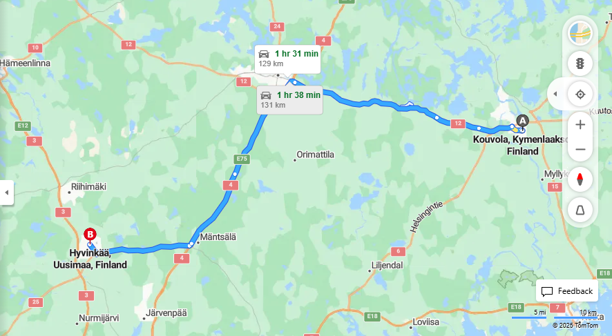 Kouvolasta Hyvinkaalle - Etaisyys, Ajaminen, Kuljetus ja Matkustusvaihtoehdot