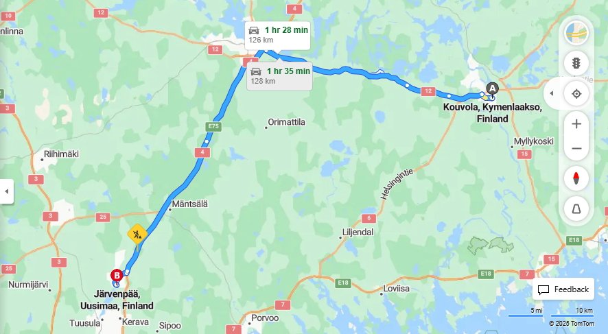 Kouvolasta Jarvenpaahan - Etaisyys, Ajaminen, Kuljetus ja Matkustamisvaihtoehdot