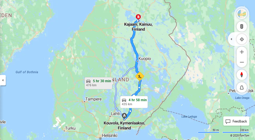 Kouvolasta Kajaaniin - Etaisyys, Ajo, Liikenne ja Matkustusvaihtoehdot