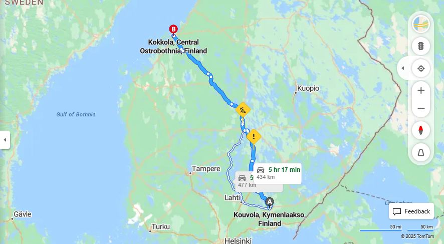 Kouvolasta Kokkolaan - Etaisyys, Ajomatka, Liikkumisvaihtoehdot ja Matkustaminen
