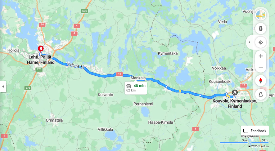 Kouvolasta Lahteen - Etaisyys, Ajaminen, Liikenne ja Matkavaihtoehdot