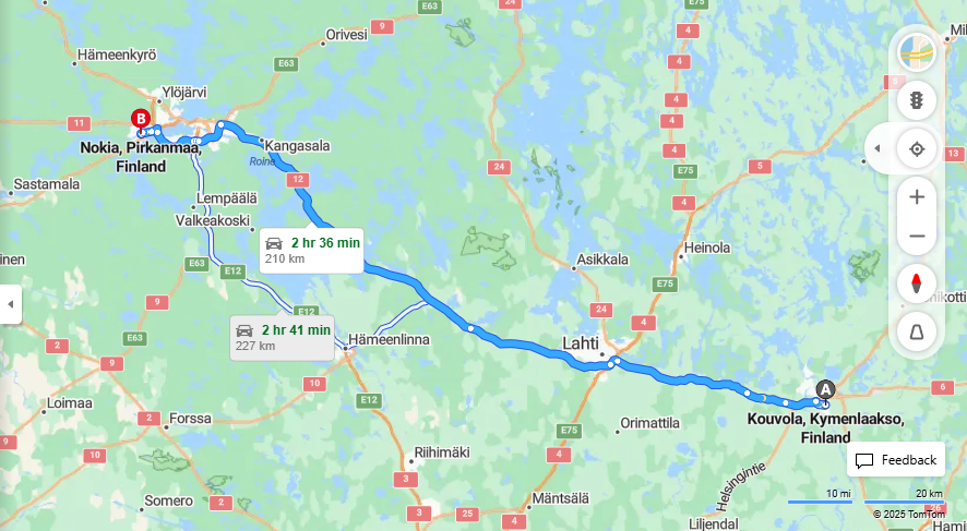 Kouvolasta Nokialle - Etaisyys, Ajaminen, Kuljetus ja Matkustamisvaihtoehdot