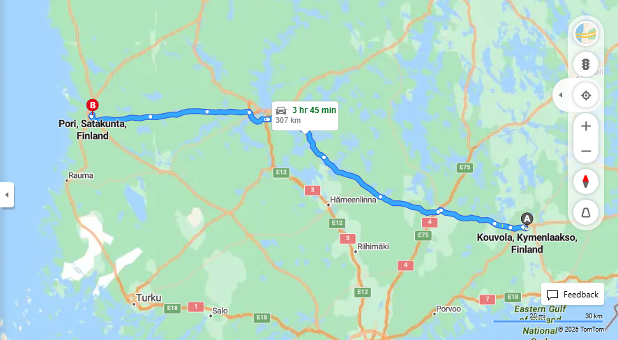 Kouvolasta Poriin - Etaisyys, Ajo, Liikenne ja Matkustusvaihtoehdot